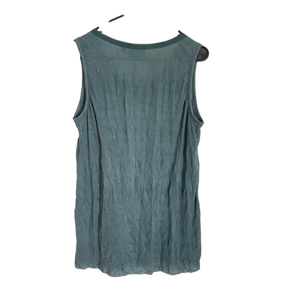 Simply Vera Wang Tank Teal Green Crinkle Lace Tank L Y2K Fairy Grunge Applique - Picture 2 of 8
